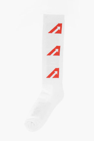Cotton Blend Long Socks with Contrasting Details