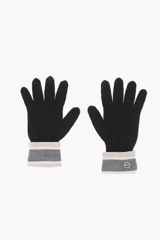 Wool Blend Gloves with Metal Logo