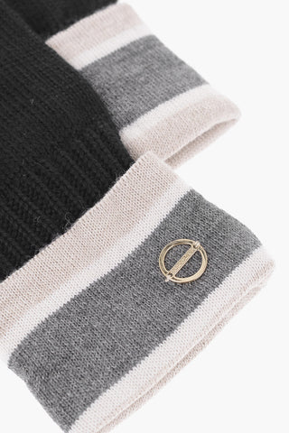 Wool Blend Gloves with Metal Logo