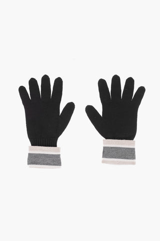 Wool Blend Gloves with Metal Logo