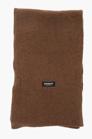 Sciarpa in Cashmere e Lana a Tinta Unita con Patch Logo a Contrasto