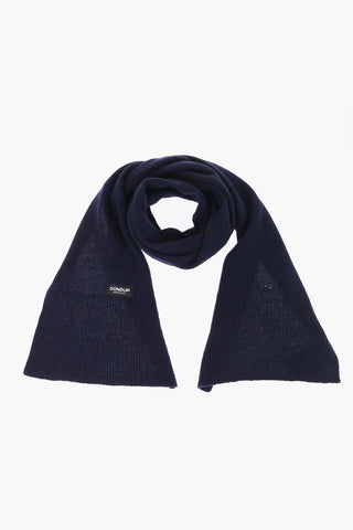 Sciarpa in Cashmere e Lana a Tinta Unita con Patch Logo a Contrasto