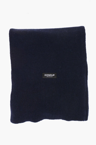 Sciarpa in Cashmere e Lana a Tinta Unita con Patch Logo a Contrasto