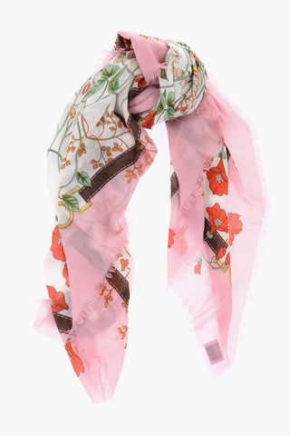 Cashmere KEN POSY Scarf with Frontal Maxi Print