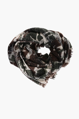 Camouflage Motif Wool Blend MIMI Scarf