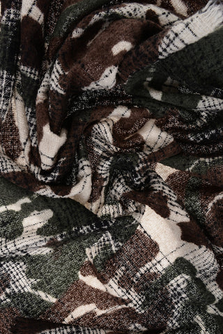 Camouflage Motif Wool Blend MIMI Scarf