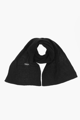 Sciarpa in Cashmere e Lana a Tinta Unita con Patch Logo a Contrasto