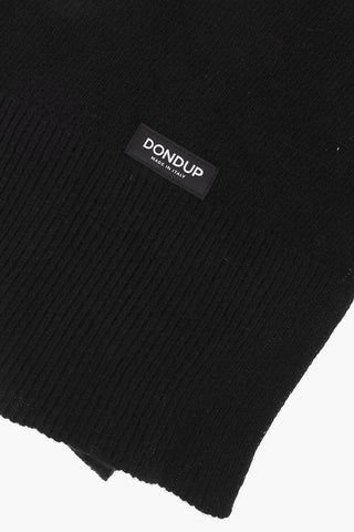 Sciarpa in Cashmere e Lana a Tinta Unita con Patch Logo a Contrasto