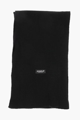 Sciarpa in Cashmere e Lana a Tinta Unita con Patch Logo a Contrasto