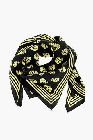 Silk Two-Tone Foulard with All-Over Skulls