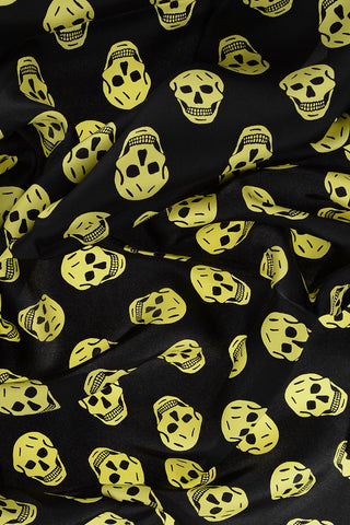 Silk Two-Tone Foulard with All-Over Skulls