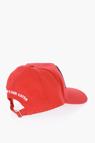 Cappello Baseball in Gabardina di Cotone con Patch Logo Ricamato