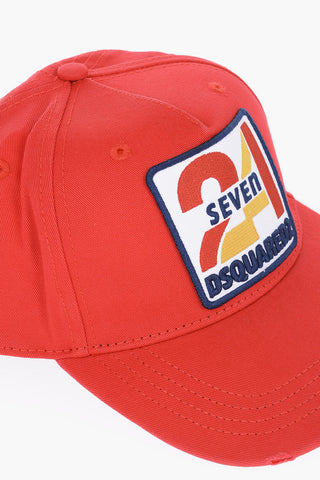 Cappello Baseball in Gabardina di Cotone con Patch Logo Ricamato