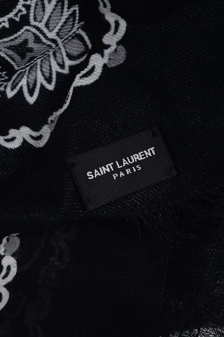 Bandana Motif Foulard with Fringed Hem