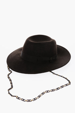 Wool Felt ALESSANDRIA Fedora Hat with Removable Chain