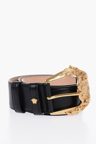 Leather Maxi Belt with Golden Buckle 50mm