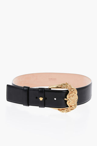 Leather Maxi Belt with Golden Buckle 50mm