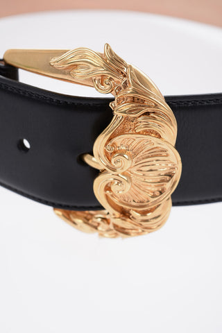Leather Maxi Belt with Golden Buckle 50mm