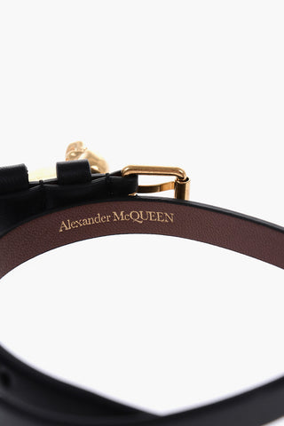 Double-Wrap Leather Bracelet with Skull Pendant