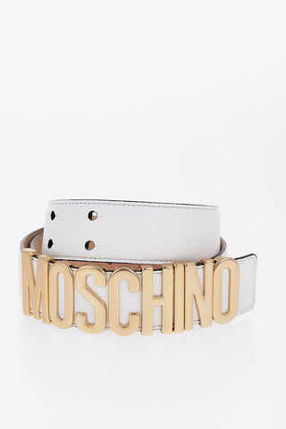 COUTURE! Textured Leather Belt With Golden Logo 35mm
