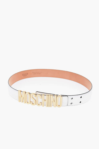 COUTURE! Textured Leather Belt With Golden Logo 35mm