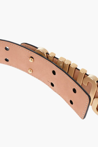 COUTURE! Textured Leather Belt With Golden Logo 35mm