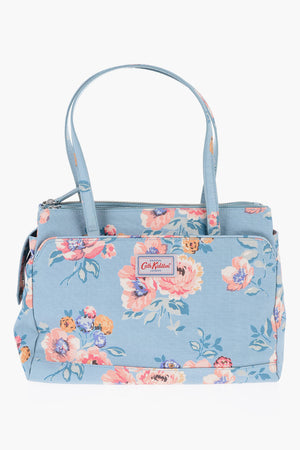 Vegan Leather Top-Handle Bag A WINDFLOWER with Floral Print