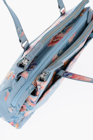 Vegan Leather Top-Handle Bag A WINDFLOWER with Floral Print