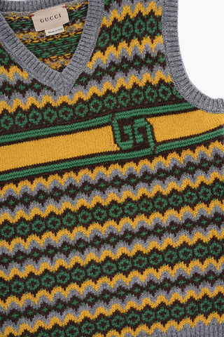 Maglia Scollo a V In Lana Senza Maniche