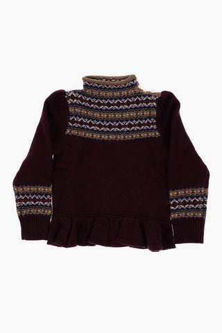 Maglia Collo Alto in Lana con Volant