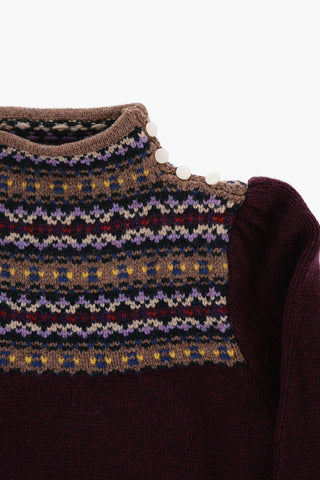 Maglia Collo Alto in Lana con Volant