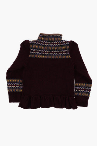 Maglia Collo Alto in Lana con Volant