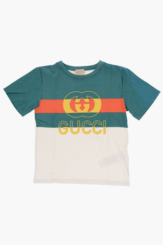 T-shirt Girocollo in Cotone con Maxi Stampa Frontale