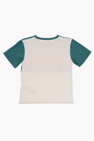 T-shirt Girocollo in Cotone con Maxi Stampa Frontale