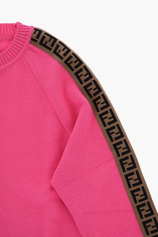 Virgin Wool Crew-neck Sweater with Side Monogram