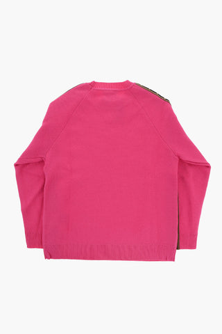 Virgin Wool Crew-neck Sweater with Side Monogram