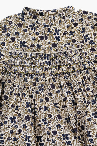 Floral-Motif Corduroy Dress
