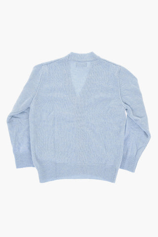 Logoed 4 Buttons Cardigan with V-Neck