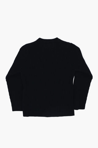 Maglia Girocollo a Costine in Lana Vergine