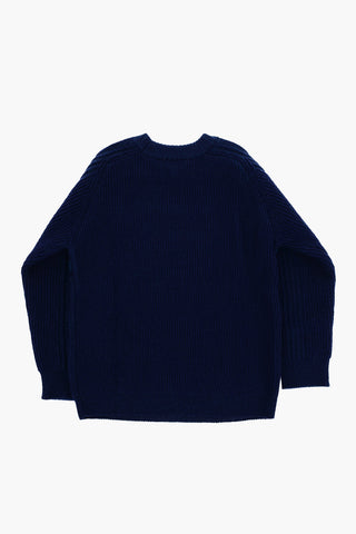 Wool Crew-neck Sweater with Frontal Embroidery