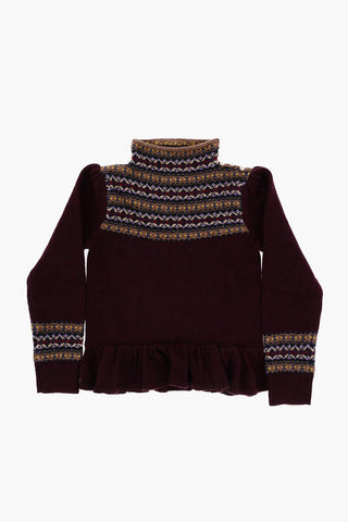 Wool Turtleneck Sweater with Ruched