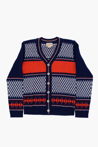 Two-Tone Wool Cardigan with V-Neck
