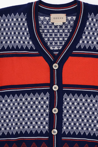Two-Tone Wool Cardigan with V-Neck