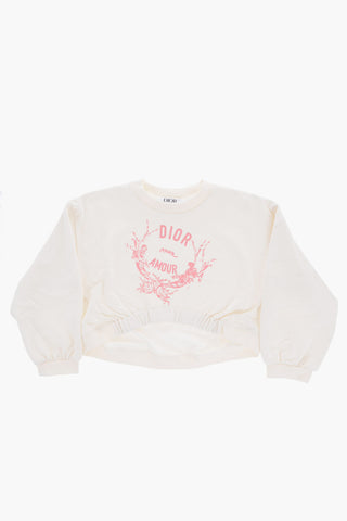 Cropped Crew-neck Sweateshirt with Frontal Print