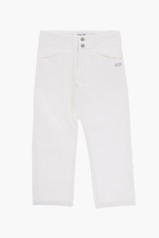 Cotton Twill Pants with Logo Buttons