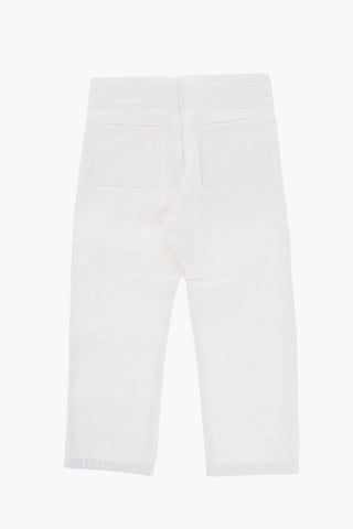 Cotton Twill Pants with Logo Buttons