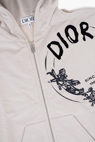 Fleeced-Cotton Hoodie with Velvet Logo