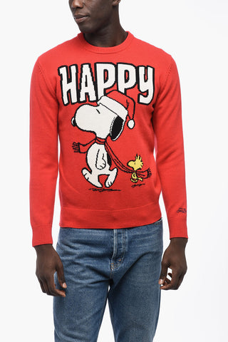 PEANUTS Wool Blend Crew-neck Sweater with Embroidery