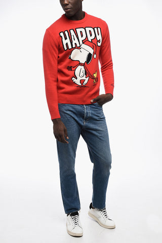 PEANUTS Wool Blend Crew-neck Sweater with Embroidery