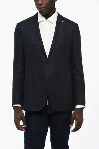 CC COLLECTION Linen Half-lined Blazer with Welt Pockets